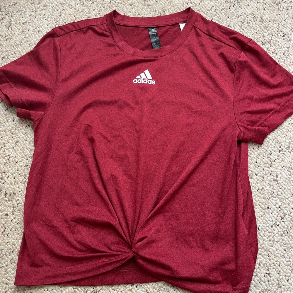 Red athletic adidas shirt
